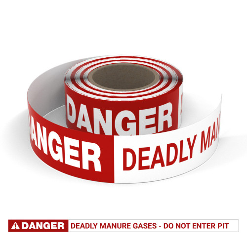 Danger: Deadly Manure Gases - Do Not Enter Pit - Smart Stripe Inline Printed Floor Tape