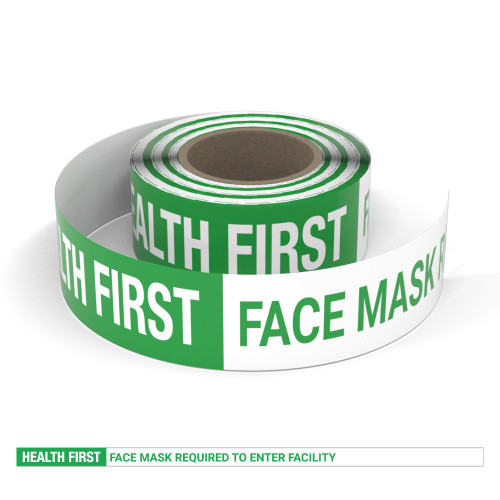 Health First: Face Mask Required To Enter Facility - Smart Stripe Inline Printed Floor Tape