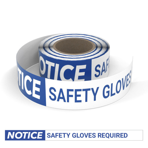 Notice: Safety Gloves Required - Smart Stripe Inline Printed Floor Tape