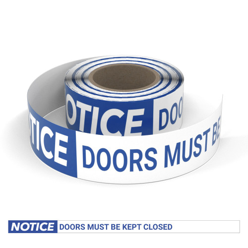 Notice: Doors Must Be Kept Closed - Smart Stripe Inline Printed Floor Tape