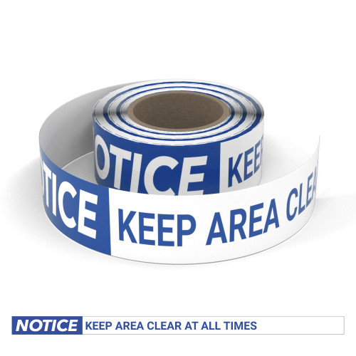 Notice: Keep Area Clear At All Times - Smart Stripe Inline Printed Floor Tape