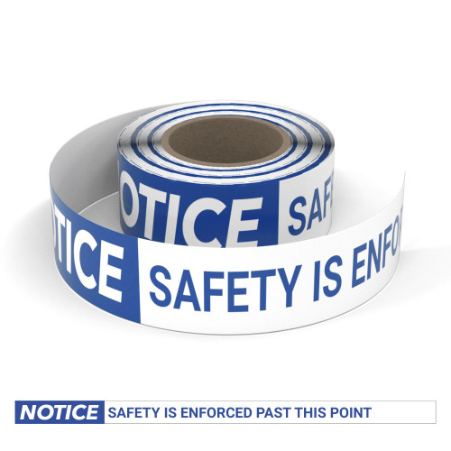 Notice: Safety Is Enforced Past This Point - Smart Stripe Inline Printed Floor Tape