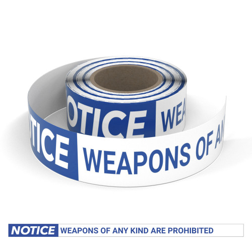Notice: Weapons Of Any Kind Are Prohibited - Smart Stripe Inline Printed Floor Tape