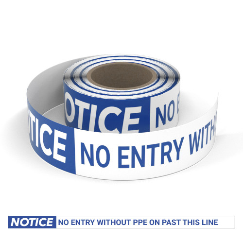 Notice: No Entry Without PPE On Past This Line - Smart Stripe Inline Printed Floor Tape