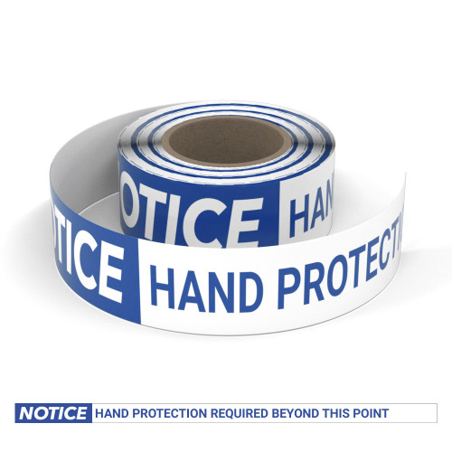 Notice: Hand Protection Required Beyond This Point - Smart Stripe Inline Printed Floor Tape