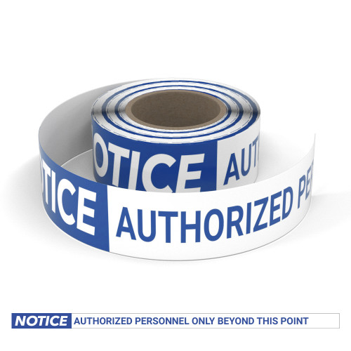 Notice: Authorized Personnel Only Beyond This Point - Smart Stripe Inline Printed Floor Tape