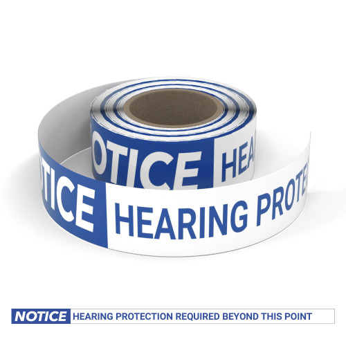 Notice: Hearing Protection Required Beyond This Point - Smart Stripe Inline Printed Floor Tape