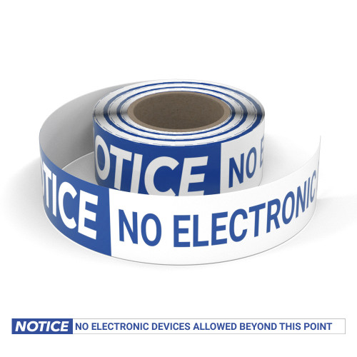 Notice: No Electronic Devices Allowed Beyond This Point - Smart Stripe Inline Printed Floor Tape