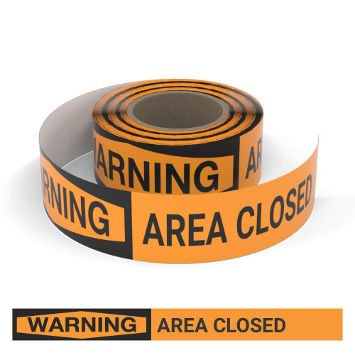 Warning: Area Closed - Smart Stripe Inline Printed Floor Tape