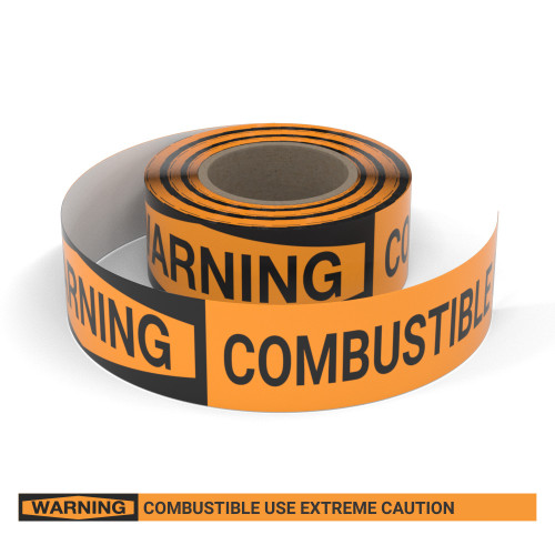 Warning: Combustible Use Extreme Caution - Smart Stripe Inline Printed Floor Tape