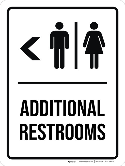 Additional Restrooms (Arrow Left) Portrait - Wall Sign