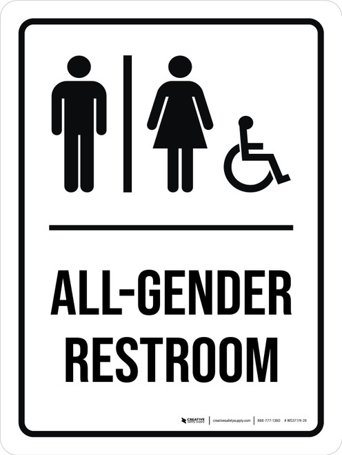 All-Gender Restroom (with Wheelchair Icon) Portrait - Wall Sign