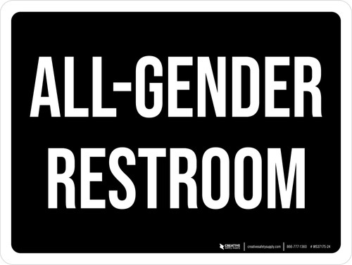 All-Gender Restroom Black Landscape - Wall Sign