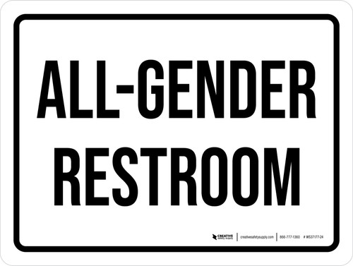 All-Gender Restroom White Landscape - Wall Sign