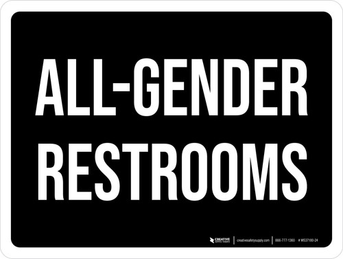 All-Gender Restrooms Black Landscape - Wall Sign