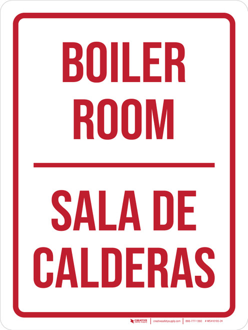 Boiler Room Bilingual Spanish Red Portrait - Wall Sign
