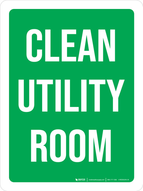 Clean Utility Room Green Portrait - Wall Sign