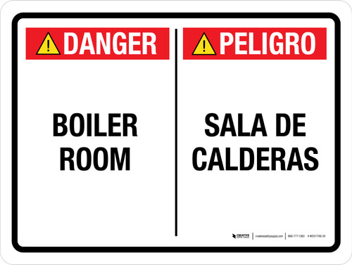 Danger: Boiler Room Bilingual Landscape - Wall Sign