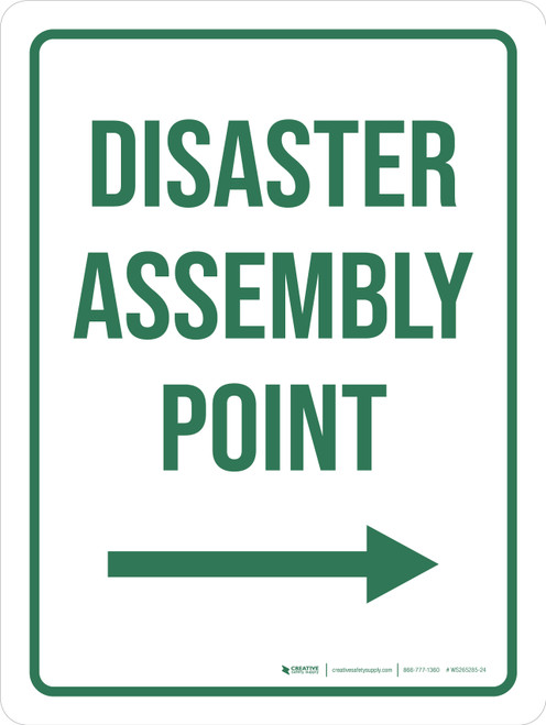 Disaster Assembly Point (Arrow Right) Portrait - Wall Sign
