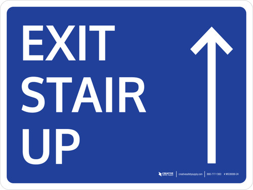 Exit Stair Up (with arrow) Landscape - Wall Sign