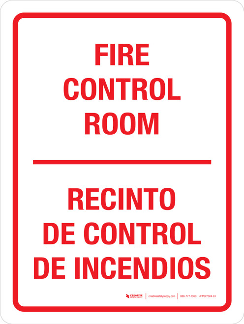 Retrato Bilingüe En Español De La Sala De Control De Incendios - Letrero De Pared