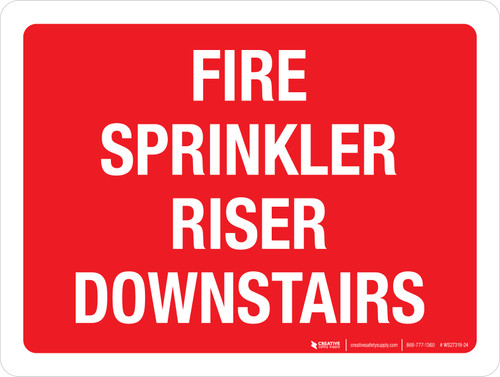 Fire Sprinkler Riser Downstairs Red Landscape - Wall Sign