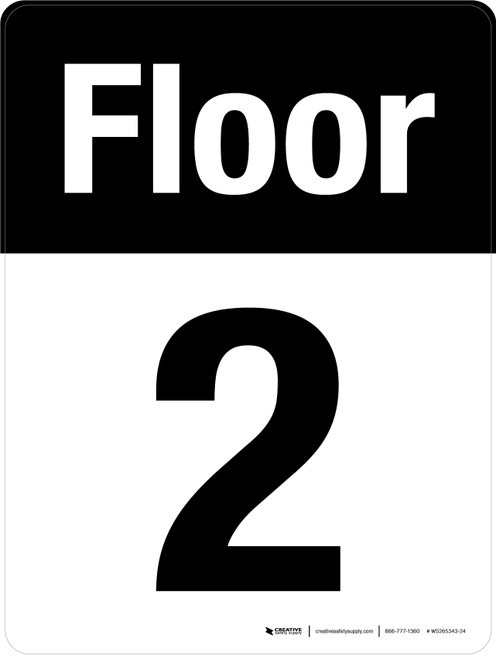 Floor 2 Black/White Portrait - Wall Sign