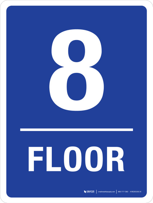 Floor 8 Blue Portrait - Wall Sign