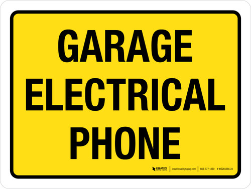 Garage Electrical Phone Yellow Landscape - Wall Sign