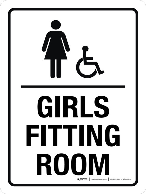 Girls Fitting Room (With Wheelchair Icon) Portrait - Wall Sign