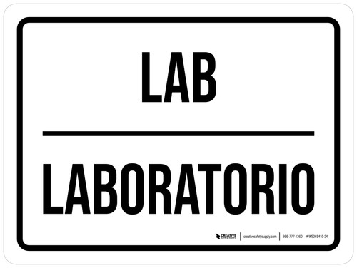 Lab Bilingual Spanish White Landscape - Wall Sign