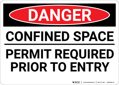 Danger: Confined Space Permit Required Sign - Wall Sign