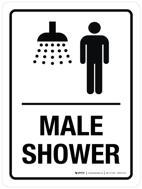 Male Shower with Icons Portrait - Wall Sign
