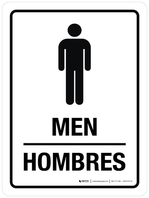 Men with Icon Bilingual Spanish Portrait - Wall Sign