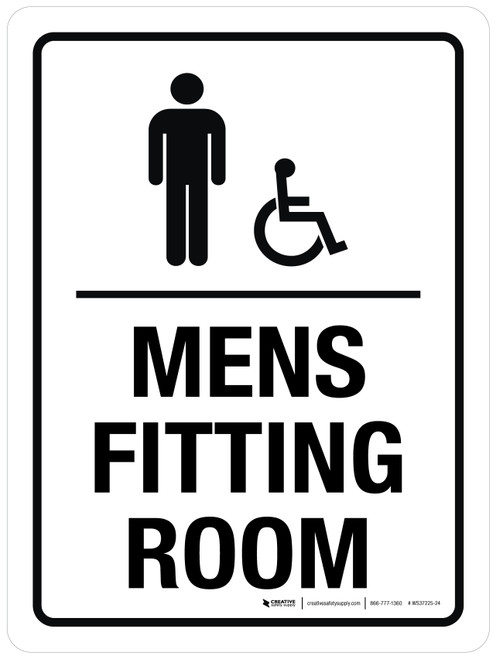 Mens Fitting Room (with Wheelchair Icon) Portrait - Wall Sign