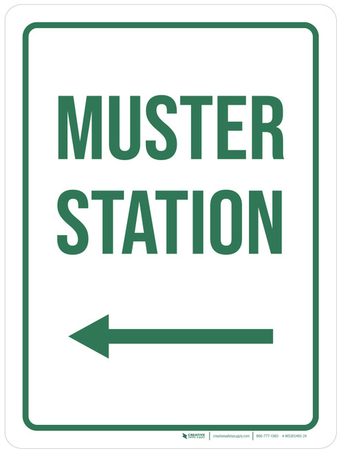 Muster Station (Arrow Left) Portrait - Wall Sign