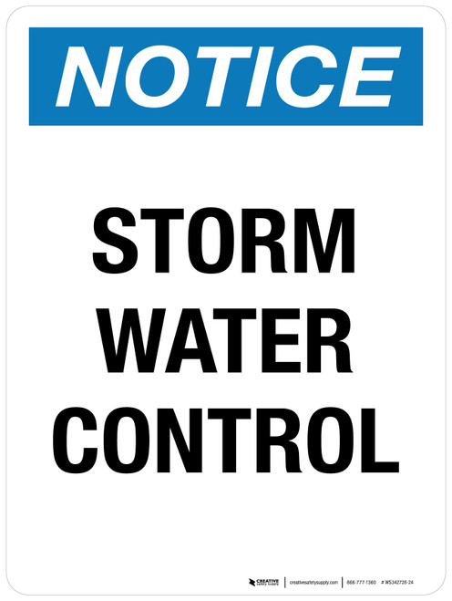 Notice: Storm Water Control Portrait - Wall Sign