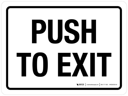 Push To Exit White Landscape - Wall Sign