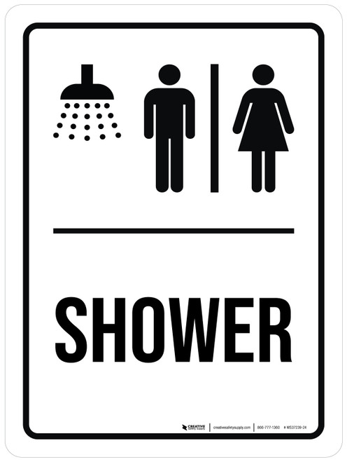 Shower (Gender Icons) Portrait - Wall Sign