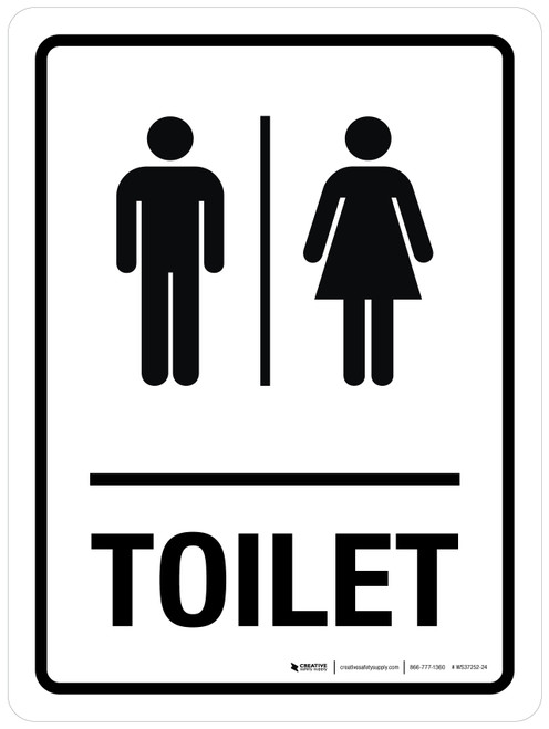 Toilet with Icons Portrait - Wall Sign