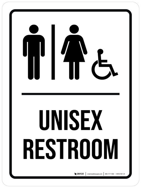 Unisex Restroom (Gender/Wheelchair Icon) Portrait - Wall Sign