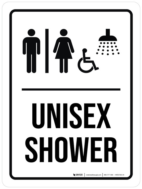 Unisex Shower (Gender/Wheelchair/Shower Icon) Portrait - Wall Sign