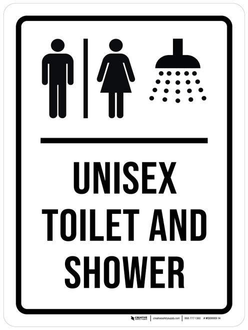 Unisex Toilet And Shower Portrait - Wall Sign