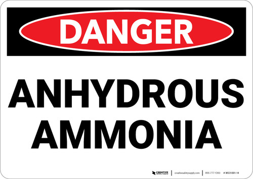 Danger: Hazard Anhydrous Ammonia - Wall Sign