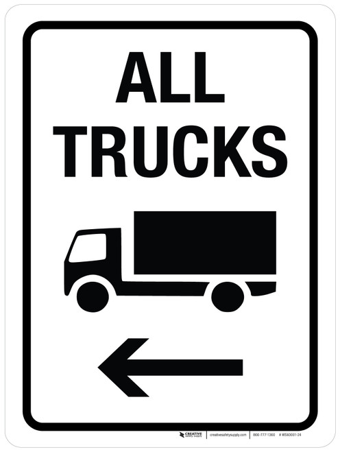 All Trucks with Left Arrow Portrait - Wall Sign