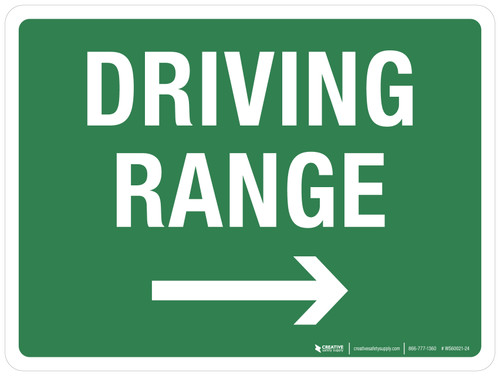 Driving Range (with Right Arrow) Landscape - Wall Sign