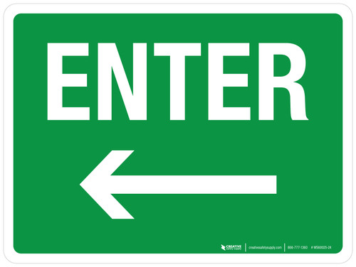Enter with Left Arrow Landscape - Wall Sign