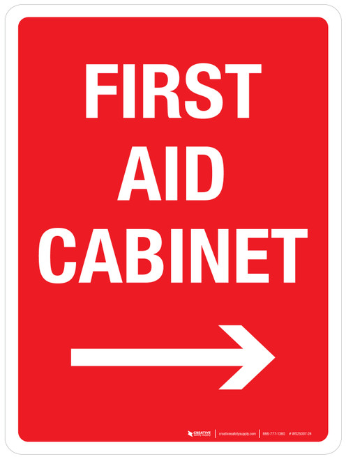 First Aid Cabinet (with Right Arrow) Portrait - Wall Sign