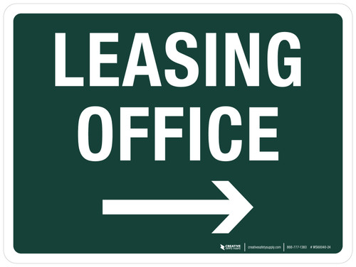 Leasing Office with Right Arrow Landscape - Wall Sign