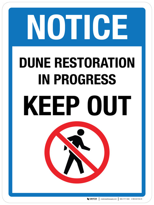 Notice: Dune Restoration in Progress Portrait - Wall Sign
